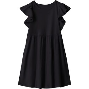 DaniChins Girl Casual Flutter Sleeve Dress with Pockets