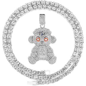 FW Jewelry Mens Hip Hop Iced Out Chain Necklaces Silver Gold Pendant Chains for Boys 22 Inch