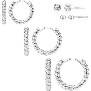 Hypoallergenic Huggie Hoop Studs Earrings Set for Women Girls Small Dainty Minimalist CZ Cartilage Earrings Stud Hoops