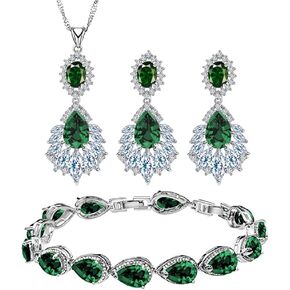 GZJY water drop shape jewelry set royal blue crystal bracelet necklace earrings for women