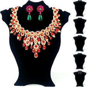 CODANT 14.5 بوصة طويل أسود مخملي قلادة عرض تقف للبيع، حاملات قلادة طويلة الطاولة وحوامل قرط للمجوهرات، حاملات عرض مجوهرات قابلة للطي للعروض (مجموعة من 6) in Kuwait