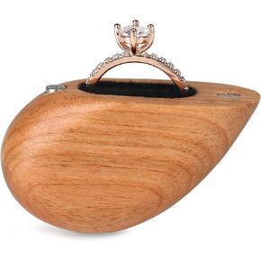 Wooden Ring Box Heart Shaped Ring Box for Wedding,Proposal,Engagement Ring Box,Wood Ring Case Wood Ring Holder Gift (Brilliant Heart Black Walnut)