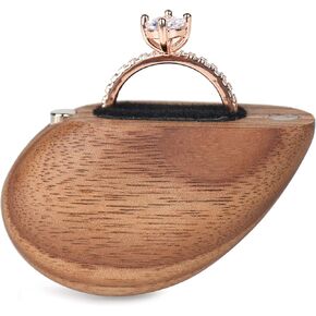 Wooden Ring Box Heart Shaped Ring Box for Wedding,Proposal,Engagement Ring Box,Wood Ring Case Wood Ring Holder Gift (Brilliant Heart Black Walnut)