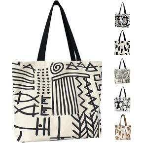 GODWOODS Tote Bag Aesthetic Canvas Handbags with Zipper for Women Travel Shoulder Bags Purses with compartments
