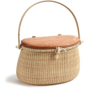 Nantucket Basket Tall Crescent Purse Cane-on-cane weave Rattan Bag for Women Bag in Kuwait