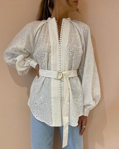 Roiii Womens Vintage Boho Flow Print Button Down Long Sleeves Shirts Loose Blouse Tops S-XXL in Kuwait