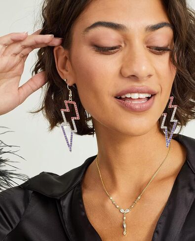 Lightning Bolt Earrings, 80s Earrings for Women, Glitter Rhinestone Lightning Bolt Dangle Earrings for 80's Outfit Party Accessories Halloween Gifts in Kuwait