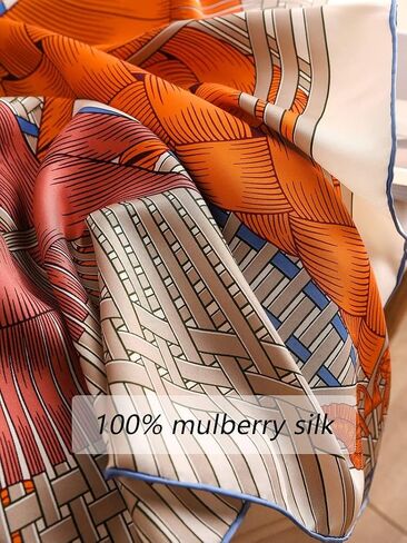 SHIROUYU 100% Pure Mulberry Silk Scarf 35" Large Square Lightweight Headscarf –Women’s Hair Wraps The shawl-With Gift Packed in Kuwait