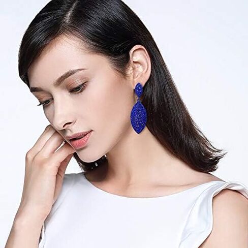 EVER FAITH Women's Bridal Wedding Jewelry Crystal 2 Leaf Art Deco Drop Dangle Pierced Earrings in Saudi Arabia