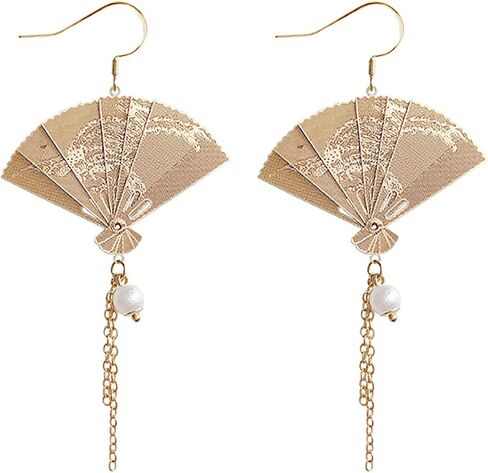 Asymmetric Fan Earrings, Sector Drop Earrings, Small Fan Dangle Earrings Cute Retro Ethnic Pretty Stud Earrings in Kuwait