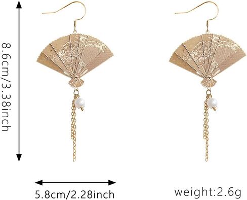 Asymmetric Fan Earrings, Sector Drop Earrings, Small Fan Dangle Earrings Cute Retro Ethnic Pretty Stud Earrings in Kuwait