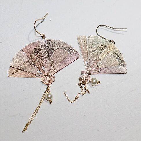Asymmetric Fan Earrings, Sector Drop Earrings, Small Fan Dangle Earrings Cute Retro Ethnic Pretty Stud Earrings in Kuwait