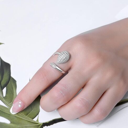 حلقات الجرة للرماد للنساء - خاتم مجوهرات حرق الجثث من الفضة الاسترليني للرماد البشري لأحبائهم خاتم حرق الدمعة هدية للأم حلقات تذكار قابلة للتعديل هدايا مجوهرات تذكارية للنساء in Kuwait