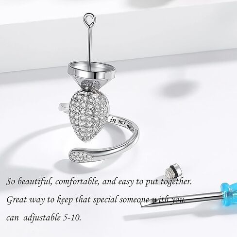 حلقات الجرة للرماد للنساء - خاتم مجوهرات حرق الجثث من الفضة الاسترليني للرماد البشري لأحبائهم خاتم حرق الدمعة هدية للأم حلقات تذكار قابلة للتعديل هدايا مجوهرات تذكارية للنساء in Kuwait