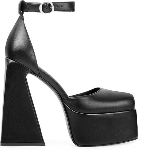 حذاء نسائي من ANN CREEK بكعب مكتنز ومقدمة مربعة وحزام للكاحل وكعب عالٍ in Kuwait