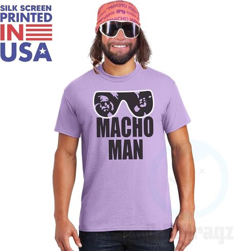 قميص DIRTYRAGZ Macho Man Randy Savage - تي شيرت للمصارعة للرجال في الثمانينيات، زي تي شيرت WWF، تي شيرت مضحك برسومات in Kuwait