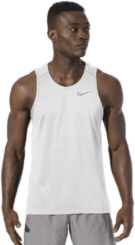 Nike Breathe Running Tank أبيض/فضي للرجال مقاس صغير in Kuwait