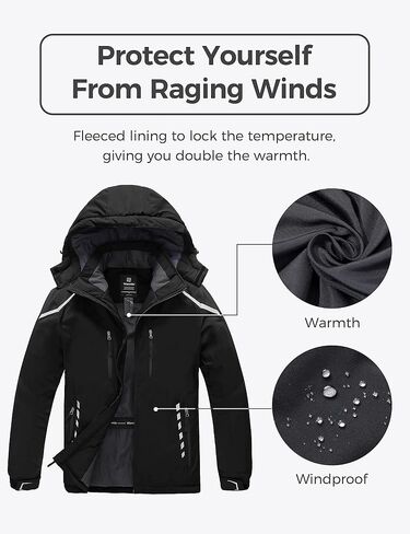 Wantdo Men's Mountain Waterproof Ski Jacket Warm Winter Snow Coat Windproof Raincoat Outdoor Windbreaker in Saudi Arabia