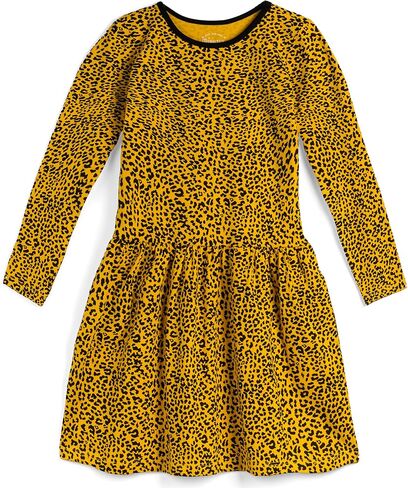 Mightly Girls' Long Sleeve Tiered Dress with Pockets | 95% Organic Cotton, Kids Colorful Dress, School, Parties & Play in Kuwait