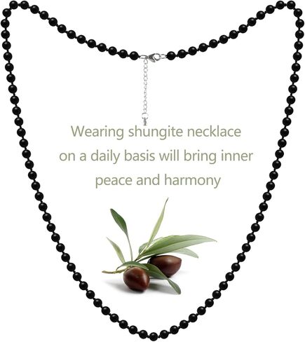 المغرب قلادة طويلة الشونجيت الأسود الجولة مطرز الأحجار الكريمة الطبيعية الرجال القلائد + 5 لتقوم بها بنفسك الخرز الشونجيت in Kuwait