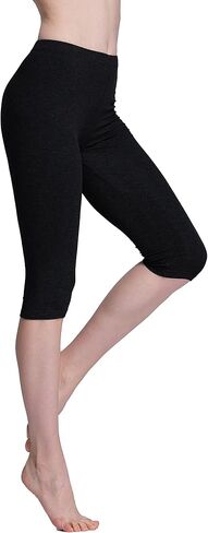 Vinconie Women Knee Leggings 3/4 Capri Cropped Leggings Under Skirt Shorts in Kuwait