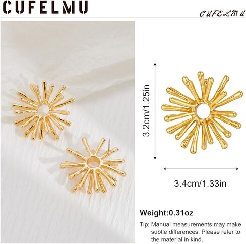 CUFELMU أقراط هندسية ذهبية للنساء أقراط مسمار مبالغ فيها بيان هدايا مجوهرات عصرية للنساء in Kuwait