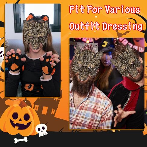 Erythem Wolf Costume Halloween Wolf Mask and Tail, Big Bad Wolf Costume Set Realistic wolf Dress-Up Accessories in Kuwait