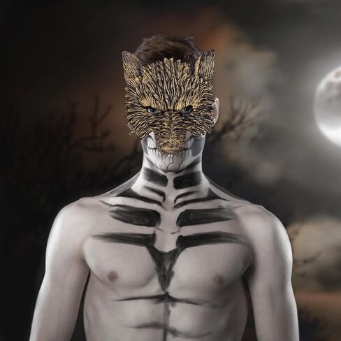 Erythem Wolf Costume Halloween Wolf Mask and Tail, Big Bad Wolf Costume Set Realistic wolf Dress-Up Accessories in Kuwait