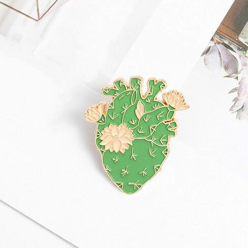 روفارس الصبار المينا القلب طية الصدر دبوس التشريحي القلب بروش دبوس الملحقات لحقائب الظهر شارات القبعات حقائب للنساء الفتيات الأطفال هدية in Kuwait