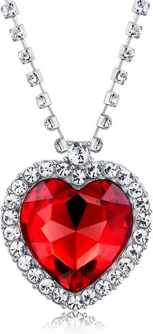 AILUOR Titanic Heart of The Ocean Neckalce, Royal Blue Crystal Created Sapphire Pendant with Silver Plated Necklace Jewelry in Kuwait