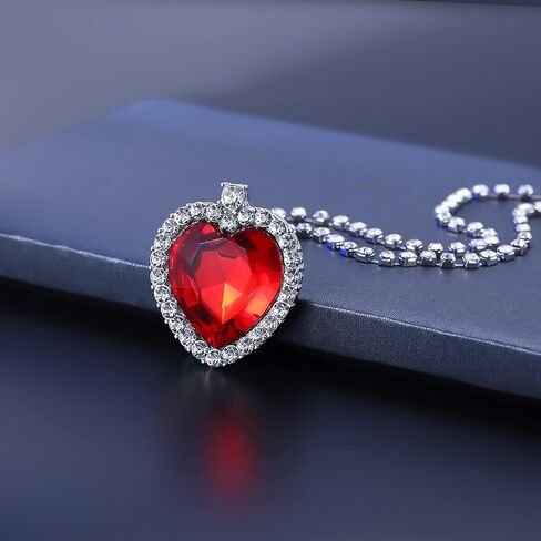 AILUOR Titanic Heart of The Ocean Neckalce, Royal Blue Crystal Created Sapphire Pendant with Silver Plated Necklace Jewelry in Kuwait