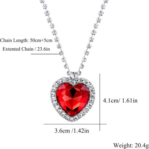 AILUOR Titanic Heart of The Ocean Neckalce, Royal Blue Crystal Created Sapphire Pendant with Silver Plated Necklace Jewelry in Kuwait