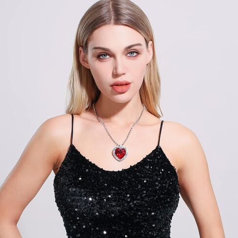 AILUOR Titanic Heart of The Ocean Neckalce, Royal Blue Crystal Created Sapphire Pendant with Silver Plated Necklace Jewelry in Kuwait