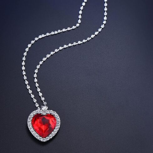 AILUOR Titanic Heart of The Ocean Neckalce, Royal Blue Crystal Created Sapphire Pendant with Silver Plated Necklace Jewelry in Kuwait
