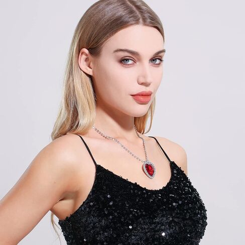AILUOR Titanic Heart of The Ocean Neckalce, Royal Blue Crystal Created Sapphire Pendant with Silver Plated Necklace Jewelry in Kuwait