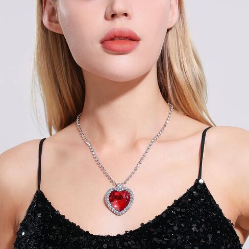 AILUOR Titanic Heart of The Ocean Neckalce, Royal Blue Crystal Created Sapphire Pendant with Silver Plated Necklace Jewelry in Kuwait