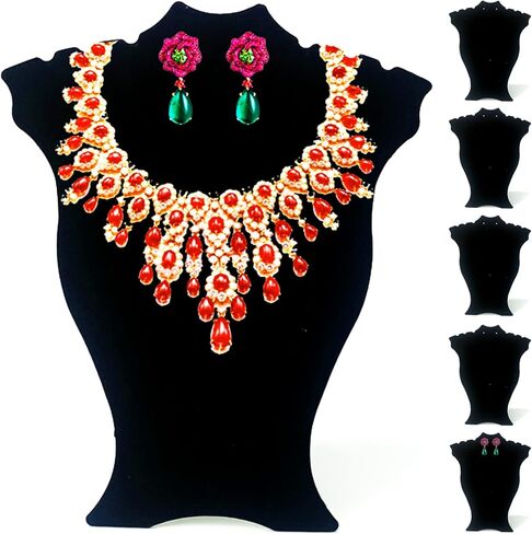 CODANT 14.5 بوصة طويل أسود مخملي قلادة عرض تقف للبيع، حاملات قلادة طويلة الطاولة وحوامل قرط للمجوهرات، حاملات عرض مجوهرات قابلة للطي للعروض (مجموعة من 6) in Kuwait