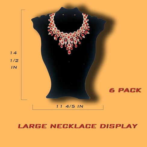 CODANT 14.5 بوصة طويل أسود مخملي قلادة عرض تقف للبيع، حاملات قلادة طويلة الطاولة وحوامل قرط للمجوهرات، حاملات عرض مجوهرات قابلة للطي للعروض (مجموعة من 6) in Kuwait