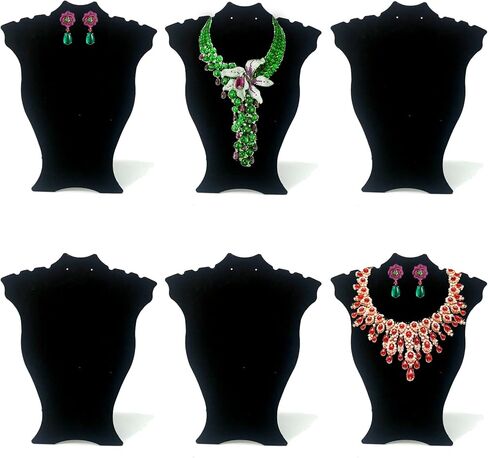 CODANT 14.5 بوصة طويل أسود مخملي قلادة عرض تقف للبيع، حاملات قلادة طويلة الطاولة وحوامل قرط للمجوهرات، حاملات عرض مجوهرات قابلة للطي للعروض (مجموعة من 6) in Kuwait