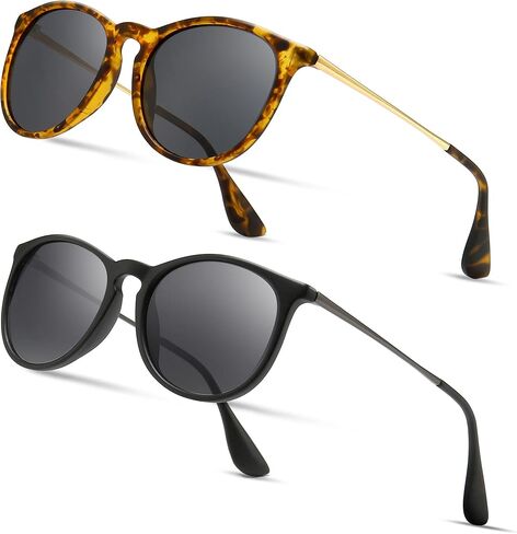 SUNGAIT 2 Pairs Round Polarized Sunglasses for Women Men Vintage Trendy Style Colored Lens UV400 in Kuwait