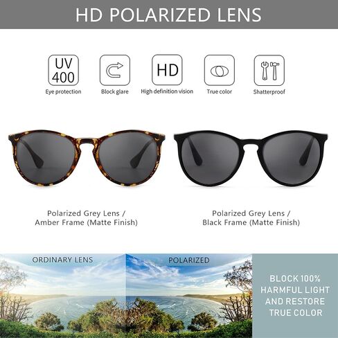 SUNGAIT 2 Pairs Round Polarized Sunglasses for Women Men Vintage Trendy Style Colored Lens UV400 in Kuwait
