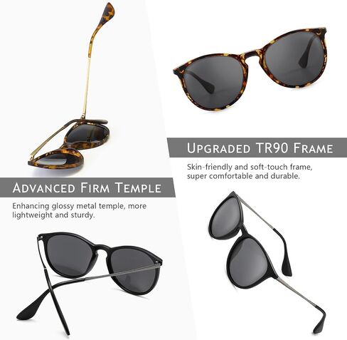SUNGAIT 2 Pairs Round Polarized Sunglasses for Women Men Vintage Trendy Style Colored Lens UV400 in Kuwait