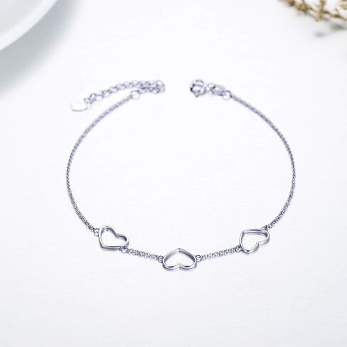 SISGEM 14k Gold Heart Bracelet for Women, Real Gold Fine Love Jewelry Gifts for Her,6.7"-8.1" in Saudi Arabia