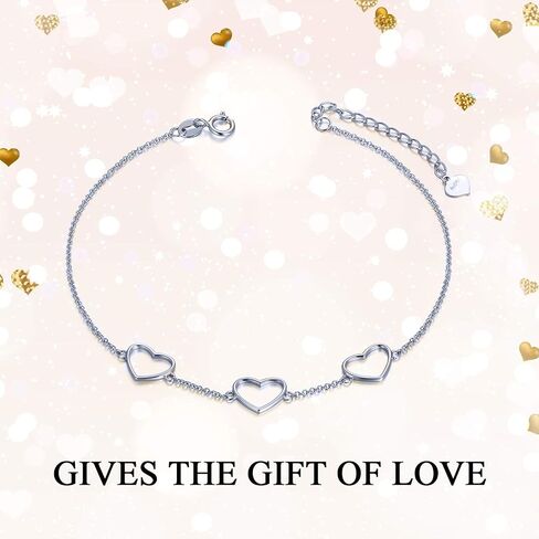 SISGEM 14k Gold Heart Bracelet for Women, Real Gold Fine Love Jewelry Gifts for Her,6.7"-8.1" in Saudi Arabia