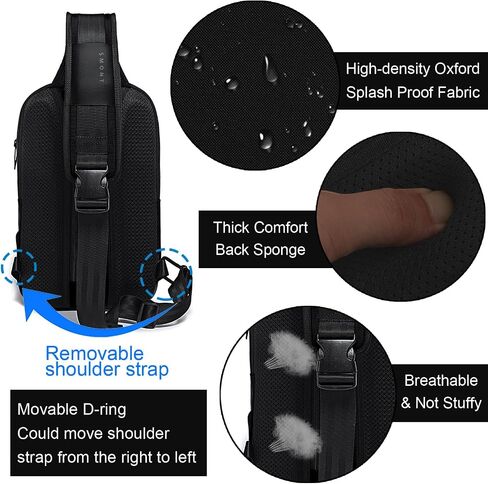 SMONT Sling Bag Crossbody for Men, 14.2 inch Anti Theft Waterproof Chest Shoulder Bag with USB Charging Port in Kuwait