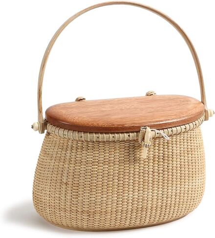 Nantucket Basket Tall Crescent Purse Cane-on-cane weave Rattan Bag for Women Bag in Kuwait