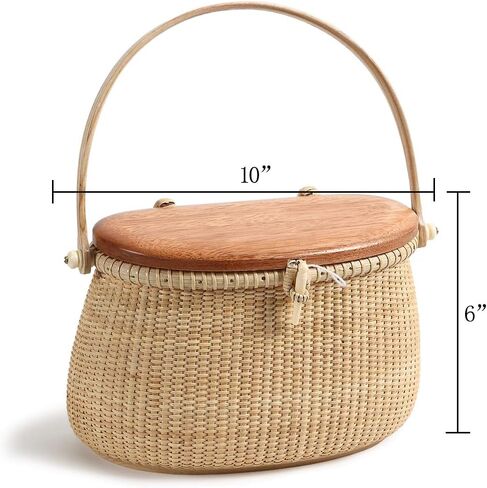 Nantucket Basket Tall Crescent Purse Cane-on-cane weave Rattan Bag for Women Bag in Kuwait