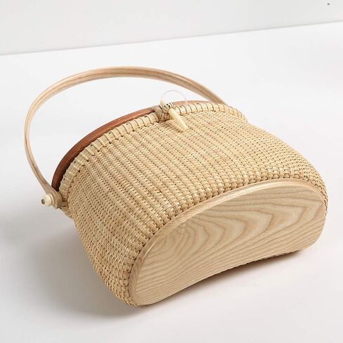 Nantucket Basket Tall Crescent Purse Cane-on-cane weave Rattan Bag for Women Bag in Kuwait