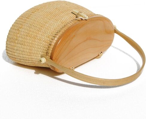 Nantucket Basket Tall Crescent Purse Cane-on-cane weave Rattan Bag for Women Bag in Kuwait