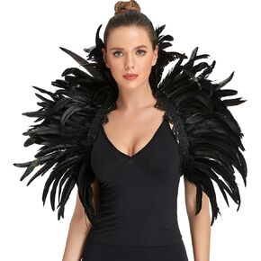Losnexiw Women's Gothic Black Feather Maleficent Raven Swan Witch Costume for Halloween in Saudi Arabia